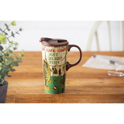 Beautiful Keep Life Simple Ceramic Travel Cup with Lid - 5 x 4 x 7 Inches