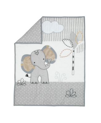 Lambs & Ivy Jungle Safari Elephant 3-Piece Mini Crib Bedding Set - Gray ...