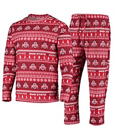 Men's Scarlet Ohio State Buckeyes Ugly Sweater Knit Long Sleeve Top and Pant Set