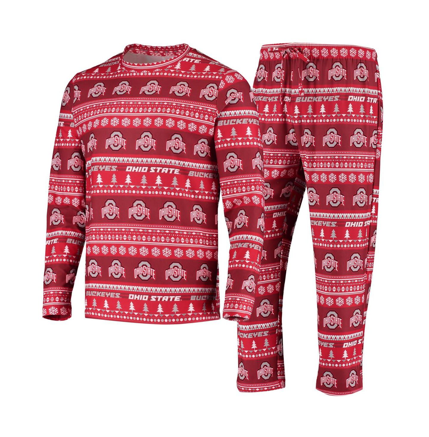 Мужская пижама Concepts Sport Ohio State Buckeyes Ugly Sweater: топ и штаны, Scarlet — фото 1