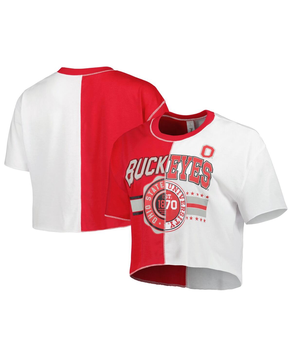 Zoozatz Women's  Crimson, White Alabama Crimson Tide Colorblock Cropped T-shirt In Scarlet,white