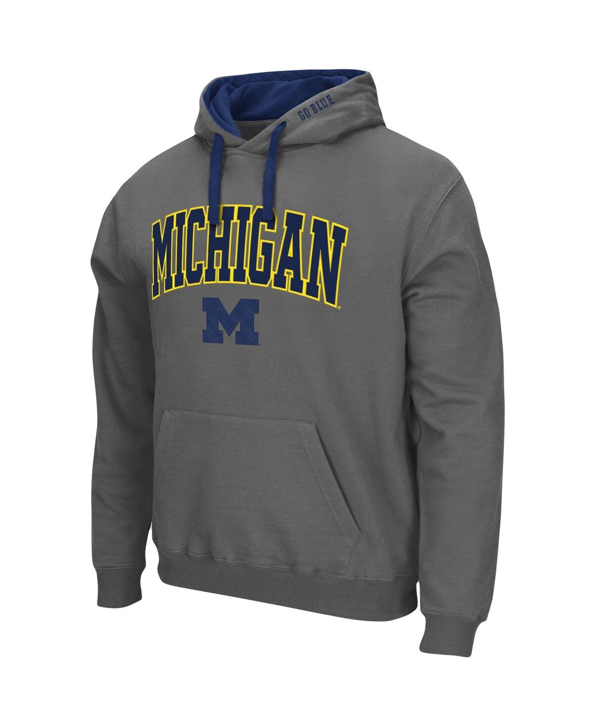 Men's ColosseumMichigan Wolverines Big and Tall Arch and Logo 2.0 Pullover Hoodie - Charcoal