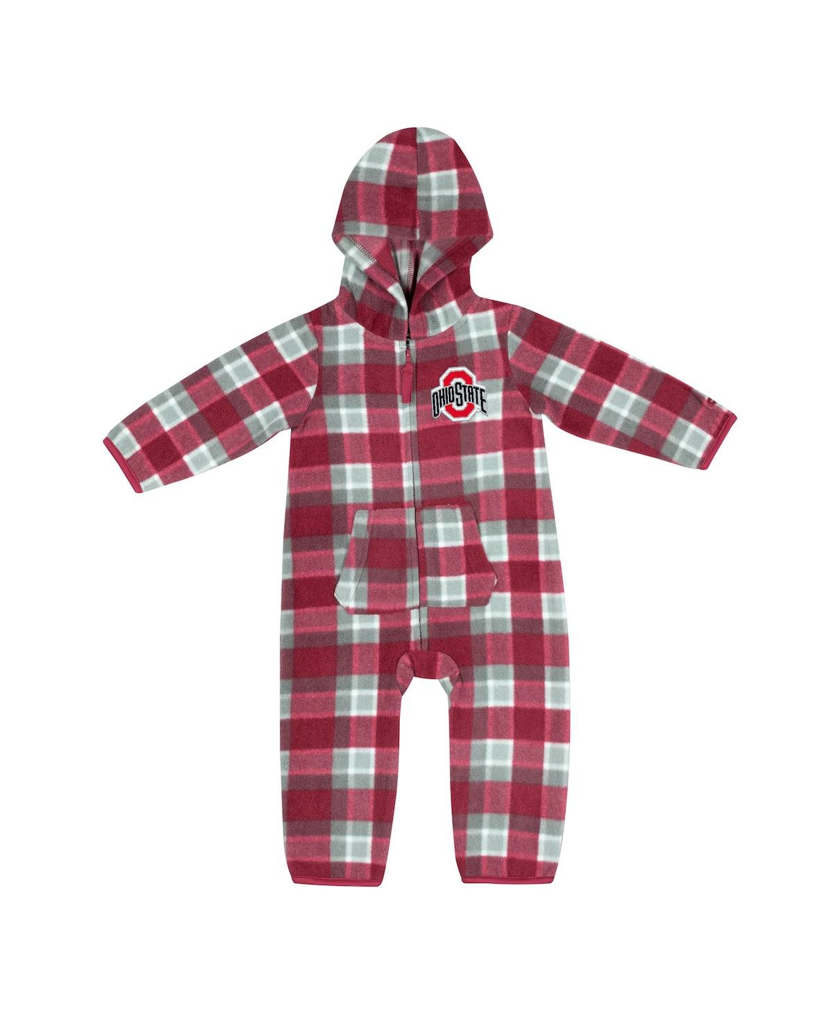 Shop Colosseum Infant Boys And Girls  Scarlet, Gray Ohio State Buckeyes Farays Plaid Full-zip Hoodie Jumpe In Scarlet,gray
