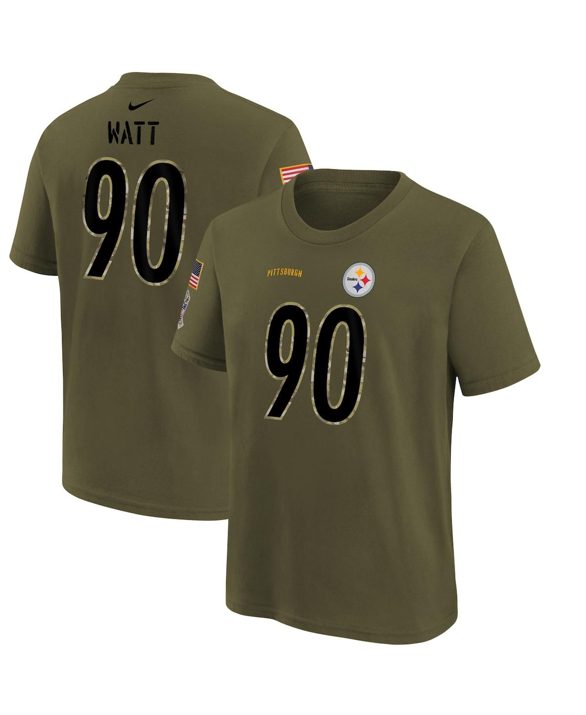 NIKE BIG BOYS NIKE OLIVE PITTSBURGH STEELERS 2022 SALUTE TO SERVICE NAME AND NUMBER T-SHIRT