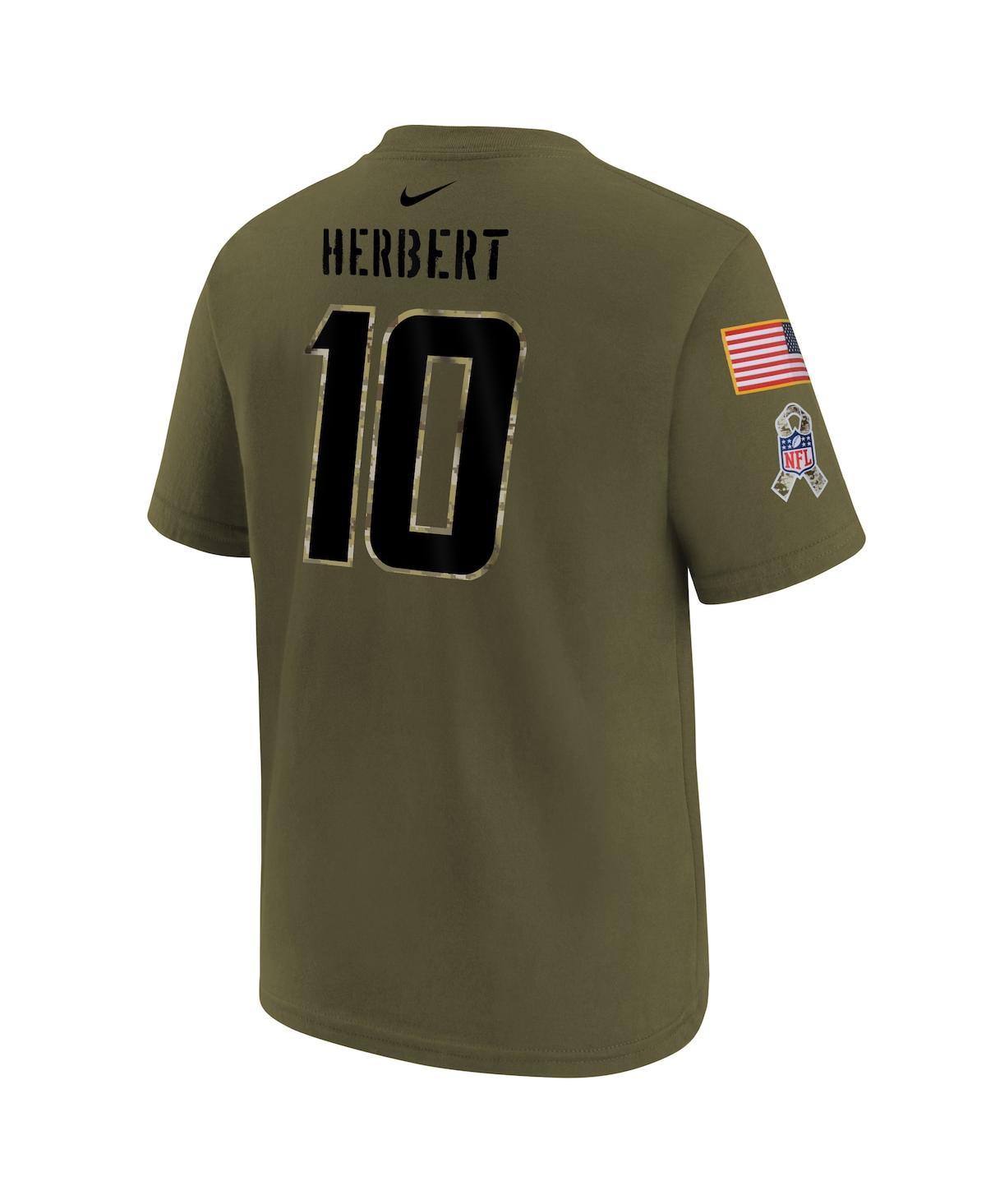 Shop Nike Big Boys  Justin Herbert Olive Los Angeles Chargers 2022 Salute To Service Name And Number T-shi