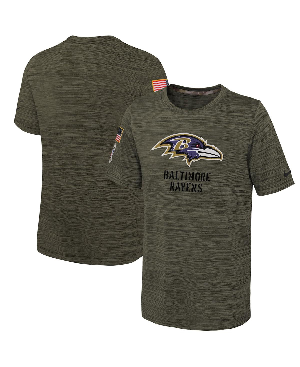 Youth Boys Nike Olive Baltimore Ravens 2022 Salute To Service Velocity T-shirt