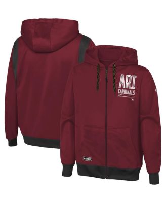 Men's Cardinal Arizona Cardinals Combine Authentic Drop Back Full-Zip Hoodie