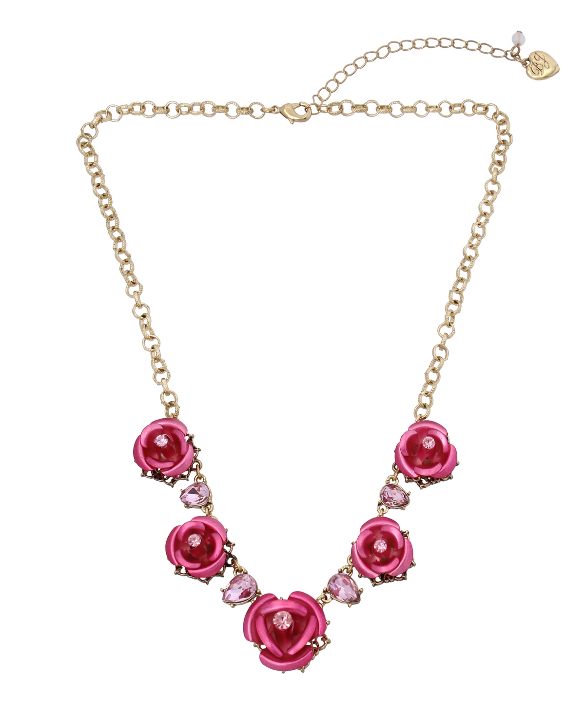 Betsey Johnson Rose Bib Necklace In Light Pink