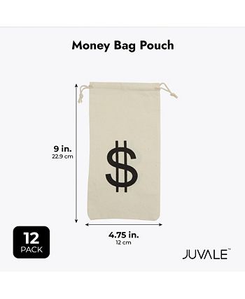 Juvale 12-Piece Money Bag Pouch with Drawstring Closure Canvas Cloth &  Dollar Sign Symbol 4.7 x 9 in