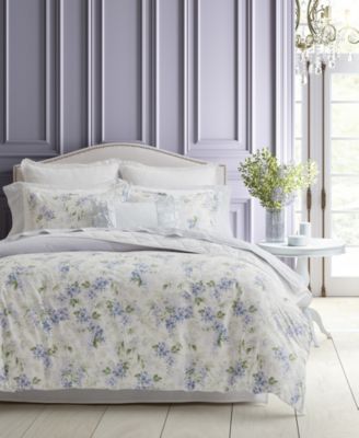 Laura Ashley Wisteria Faux Velour Duvet Cover Set In Heather