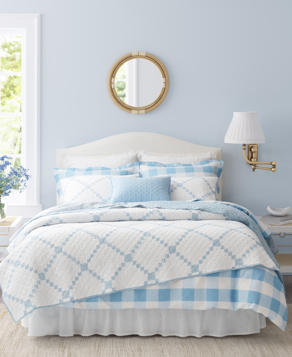 Laura Ashley Melody Patchwork Quilt, Full/queen Bedding In Cottage Blue
