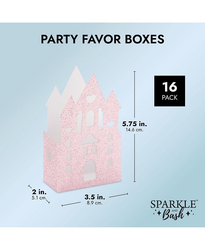 Sparkle and Bash 16 Pack Princess Party Favor Boxes, Pink Glitter ...