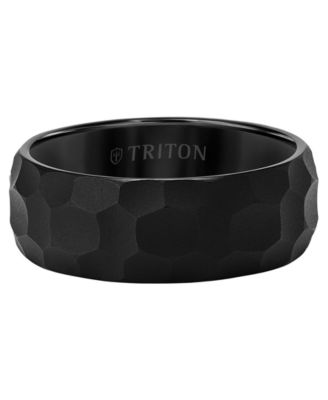 Men's Hammered Finish Wedding Band in Black Tungsten Carbide