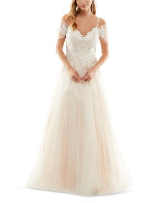 Say Yes to the Prom - Juniors' Embellished Cold-Shoulder A-Line Dress