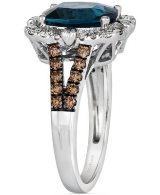 Deep Sea Blue Topaz (3 ct. t.w.) & Diamond (5/8 ct. t.w.) Ring in 14k White Gold