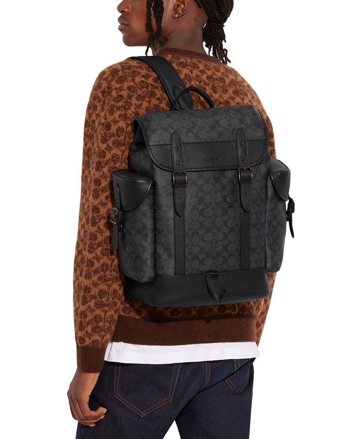 COACH Hitch Signature Print Canvas & Leather Backpack Macy's