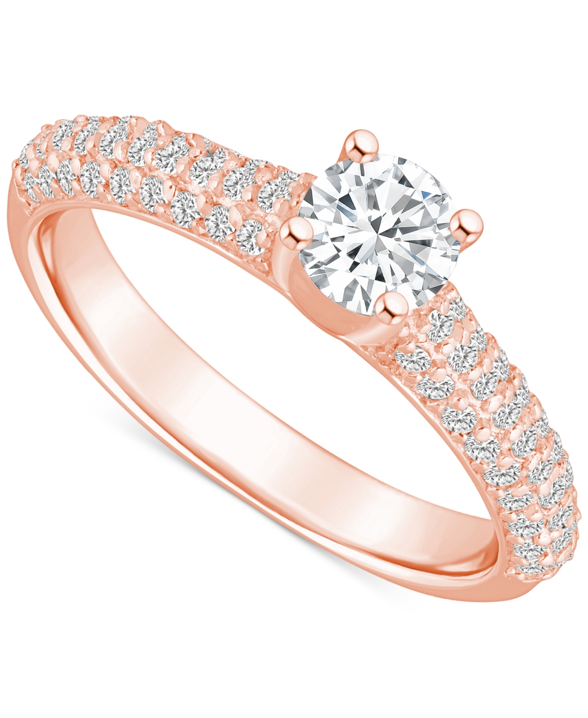 Macy's Diamond Pave Engagement Ring (1 Ct. T.w.) In 14k White, Yellow Or Rose Gold