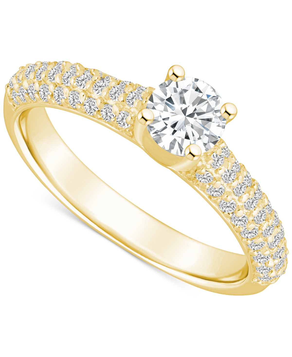 Macy's Diamond Pave Engagement Ring (1 Ct. T.w.) In 14k White, Yellow Or Rose Gold In Yellow Gold