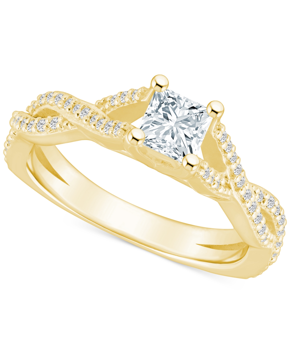 Macy's Diamond Princess Engagement Ring (3/4 Ct. T.w.) In 14k White, Yellow Or Rose Gold In Yellow Gold