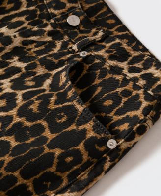 MANGO Women's Animal Print Straight Jeans