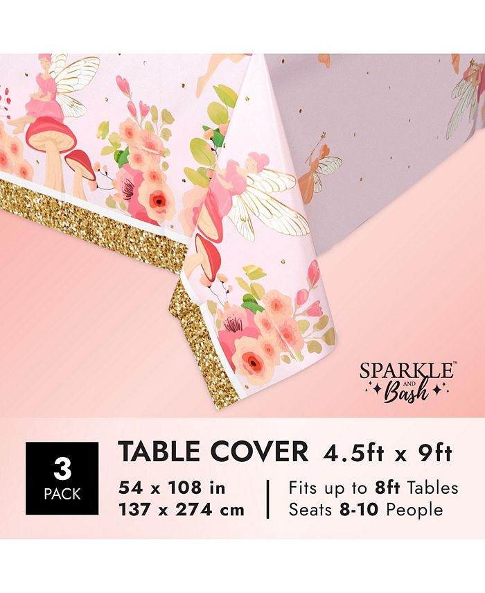 Sparkle and Bash Fairy Tea Party Tablecloths for Girls Floral Birthday