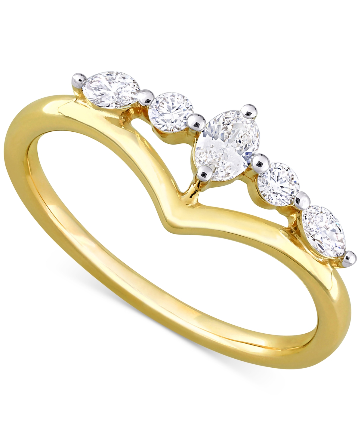 Macy's Oval Diamond Engagement Ring (1/3 Ct. T.w.) In 14k Gold In Yellow Gold