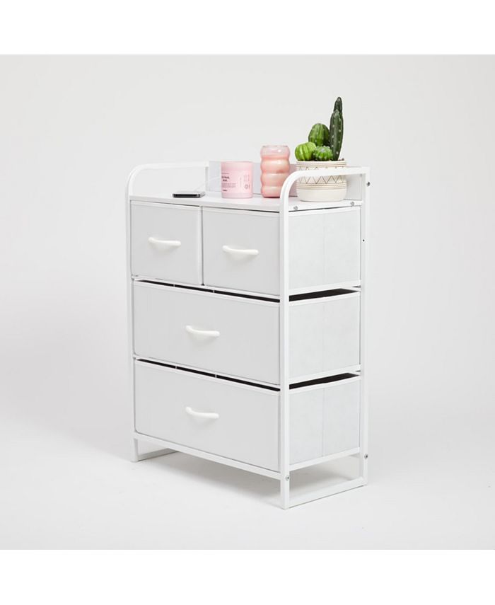 Dormify Charging 4Drawer Storage Unit, 1 Outlet & 2 USB Ports for