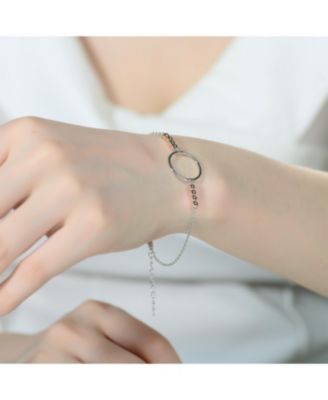 Elegant Sterling Silver Two-Tone Halo Bracelet