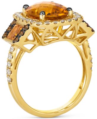 Cinnamon Citrine (4-1/4 ct. t.w.), Nude Diamond (5/8 ct. t.w.) & Chocolate Diamond (1/5 ct. t.w.) Statement Ring in 14k Gold