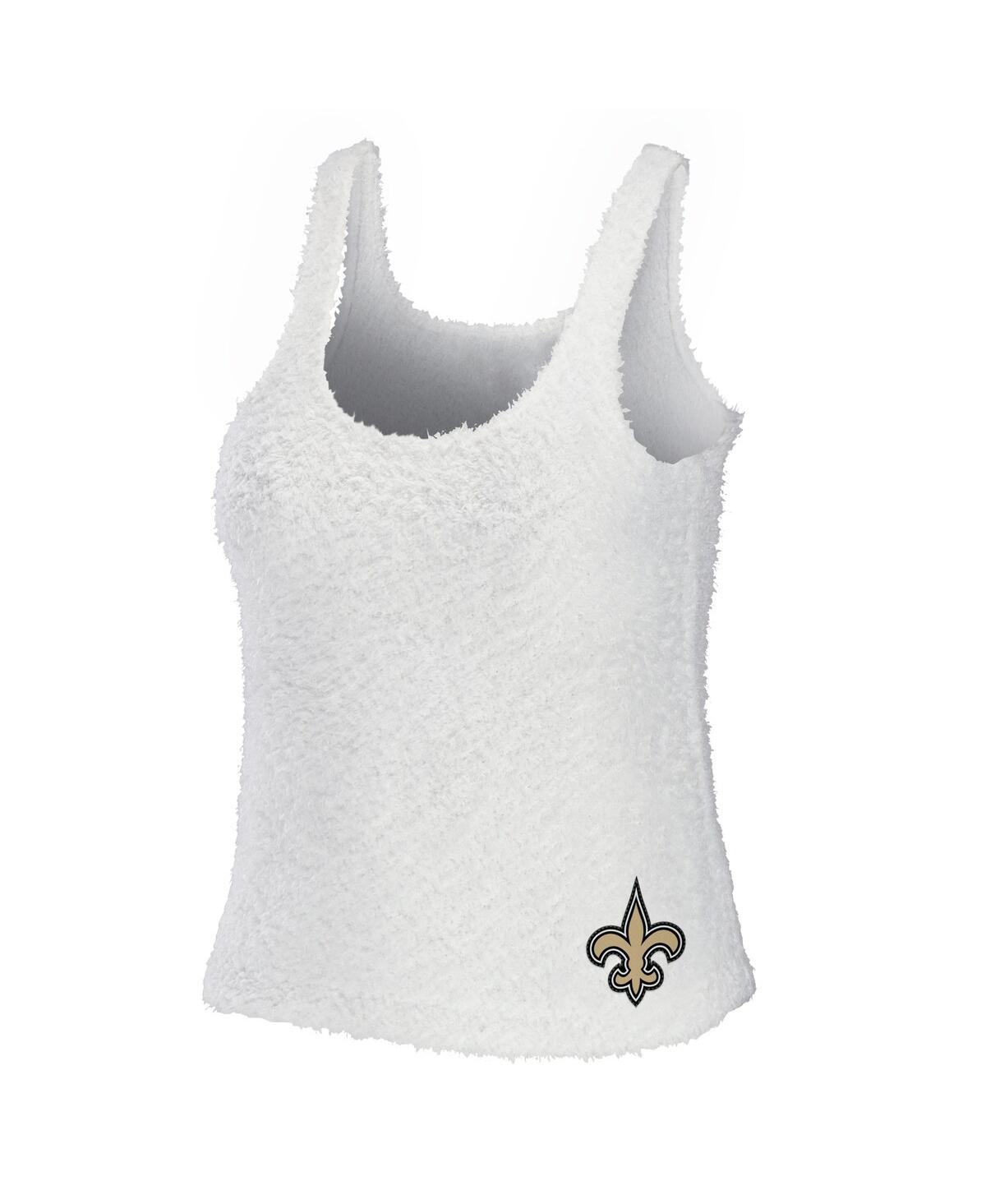 Shop Wear By Erin Andrews Women's  Cream New Orleans Saints Cozy Scoop Neck Tank Top Pants Sleep Set