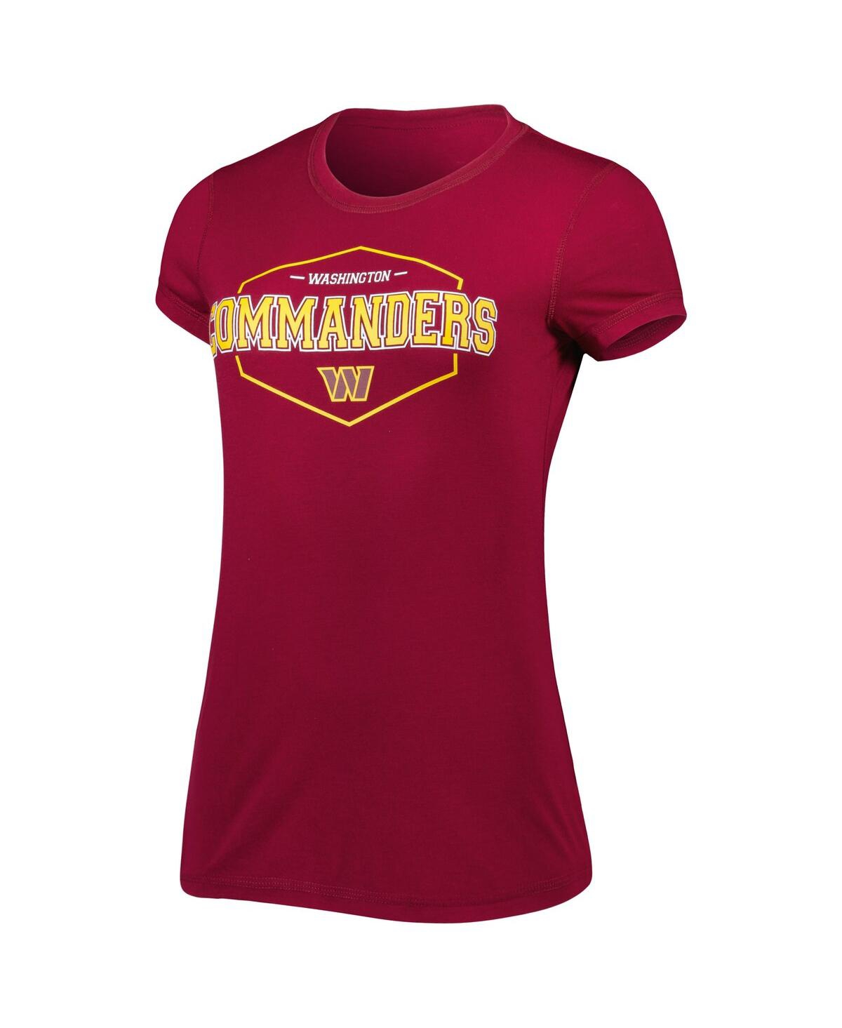 Concepts Sport Women's  Burgundy, Gold Washington Commanders Badge T-shirt And Pants Sleep Set In Burgundy,gold