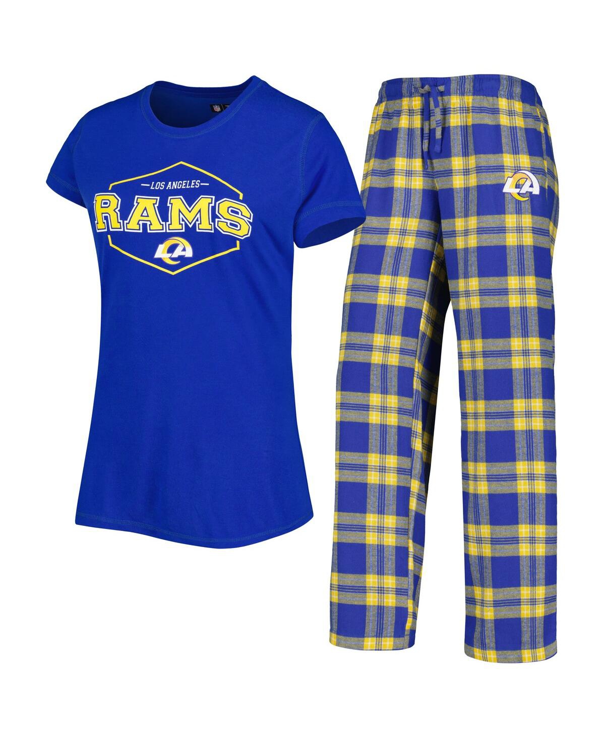 Shop Concepts Sport Women's  Navy, Gold Los Angeles Rams Badge T-shirt And Pants Sleep Set In Navy,gold