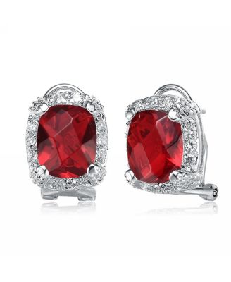 Sterling Silver Red Cubic Zirconia Solitaire Earrings