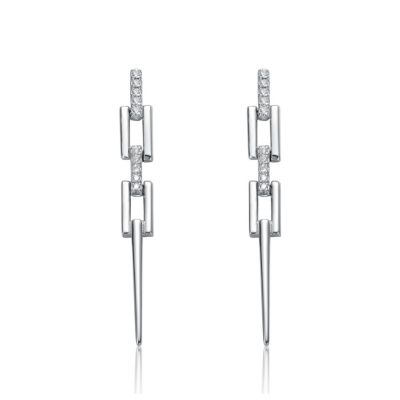 Sterling Silver White Gold Plated Cubic Zirconia Drop Earrings