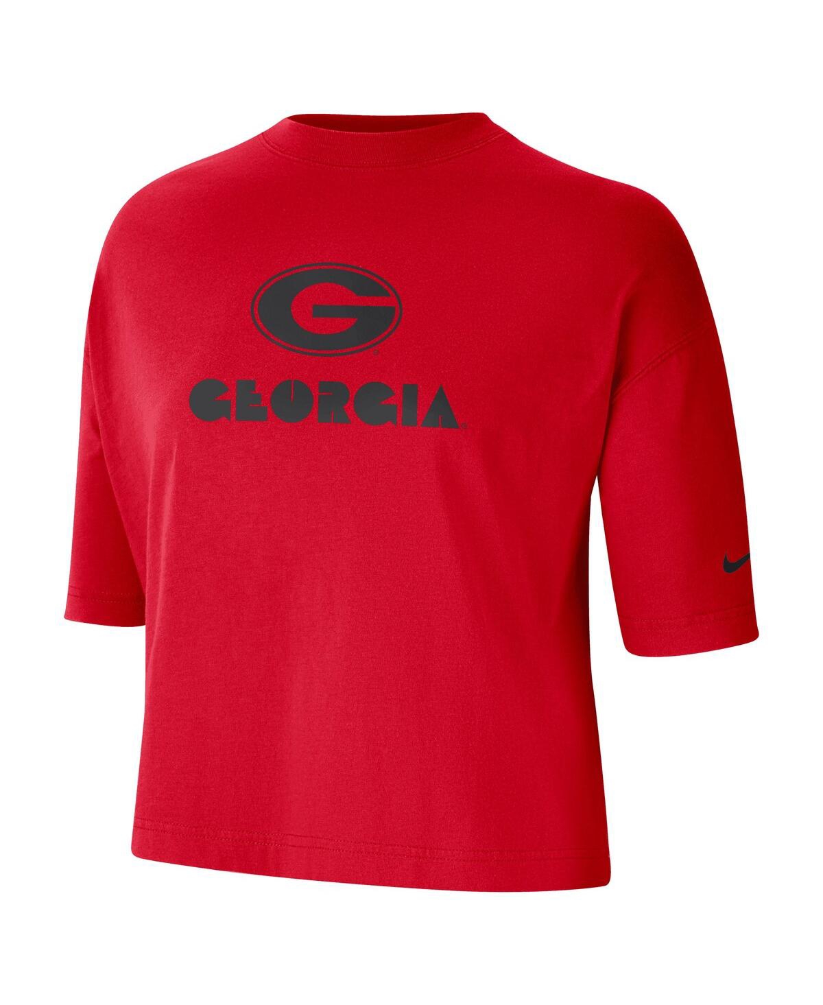 Shop Nike Women's  Red Georgia Bulldogs Crop Performance T-shirt