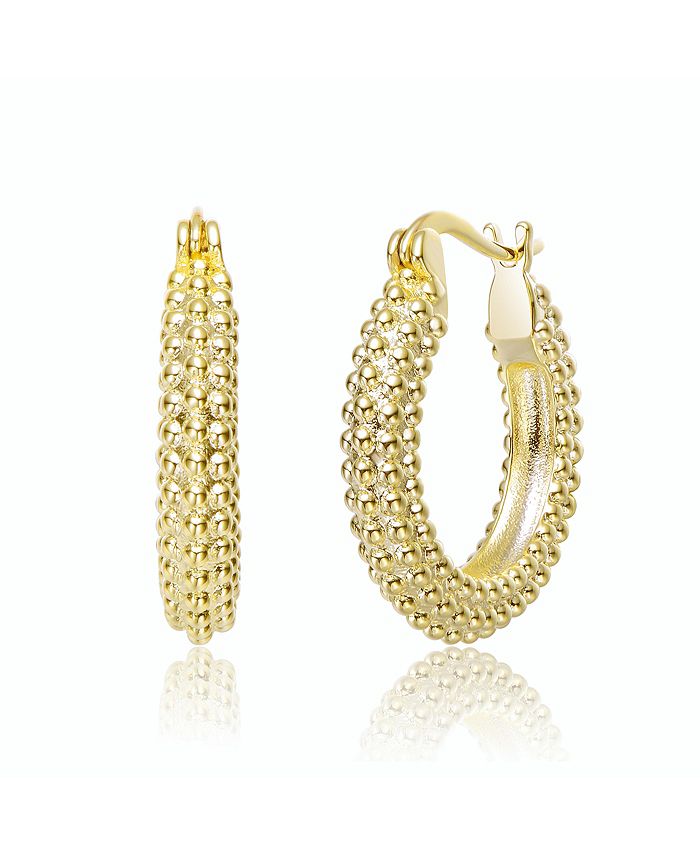 Rachel Glauber 14K Gold Plated Ribbed Hoop Earrings - Macy's