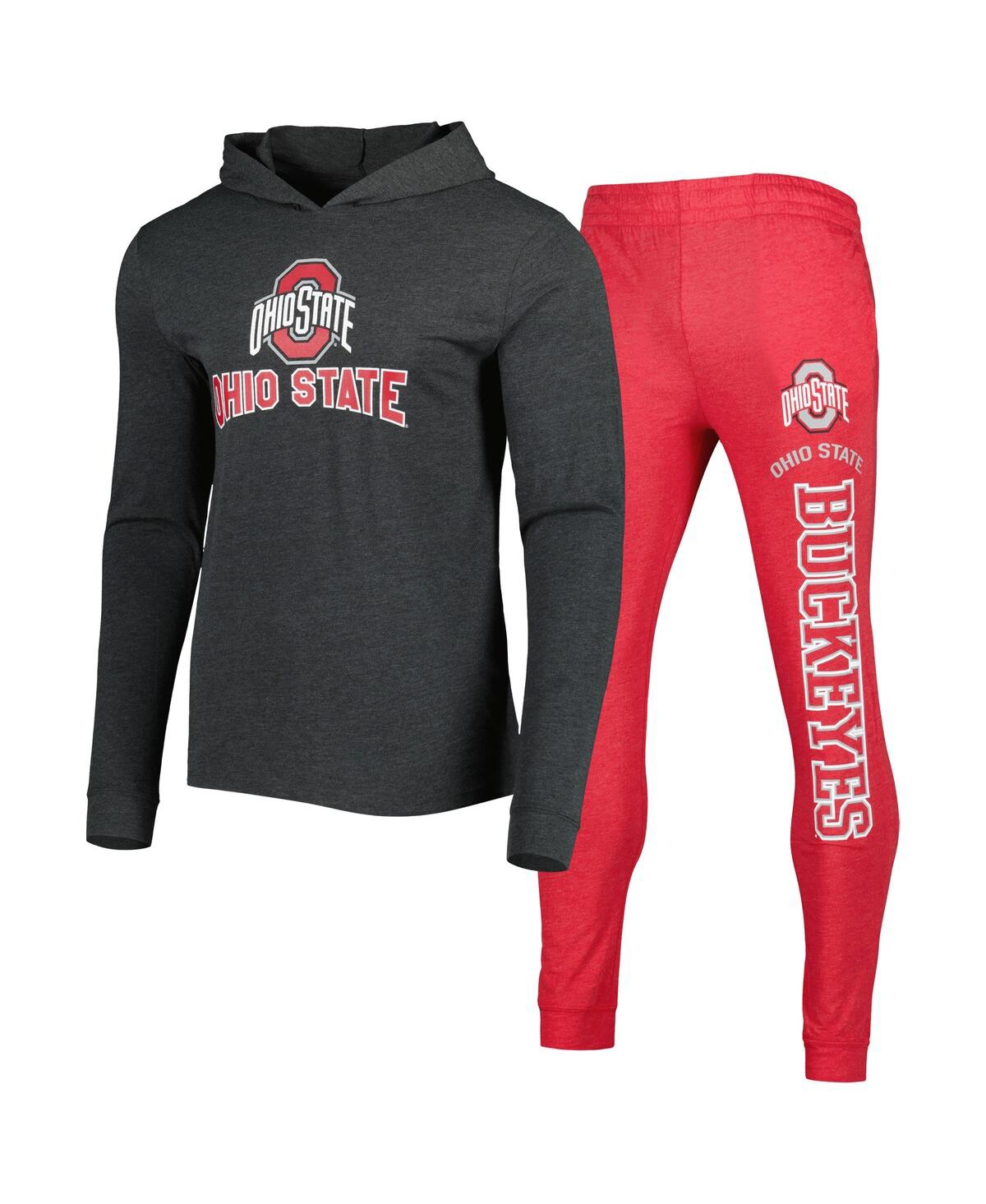 Shop Concepts Sport Men's  Heathered Scarlet, Heathered Charcoal Ohio State Buckeyes Meter Long Sleeve Hoo In Scarlet,heathered Charcoal