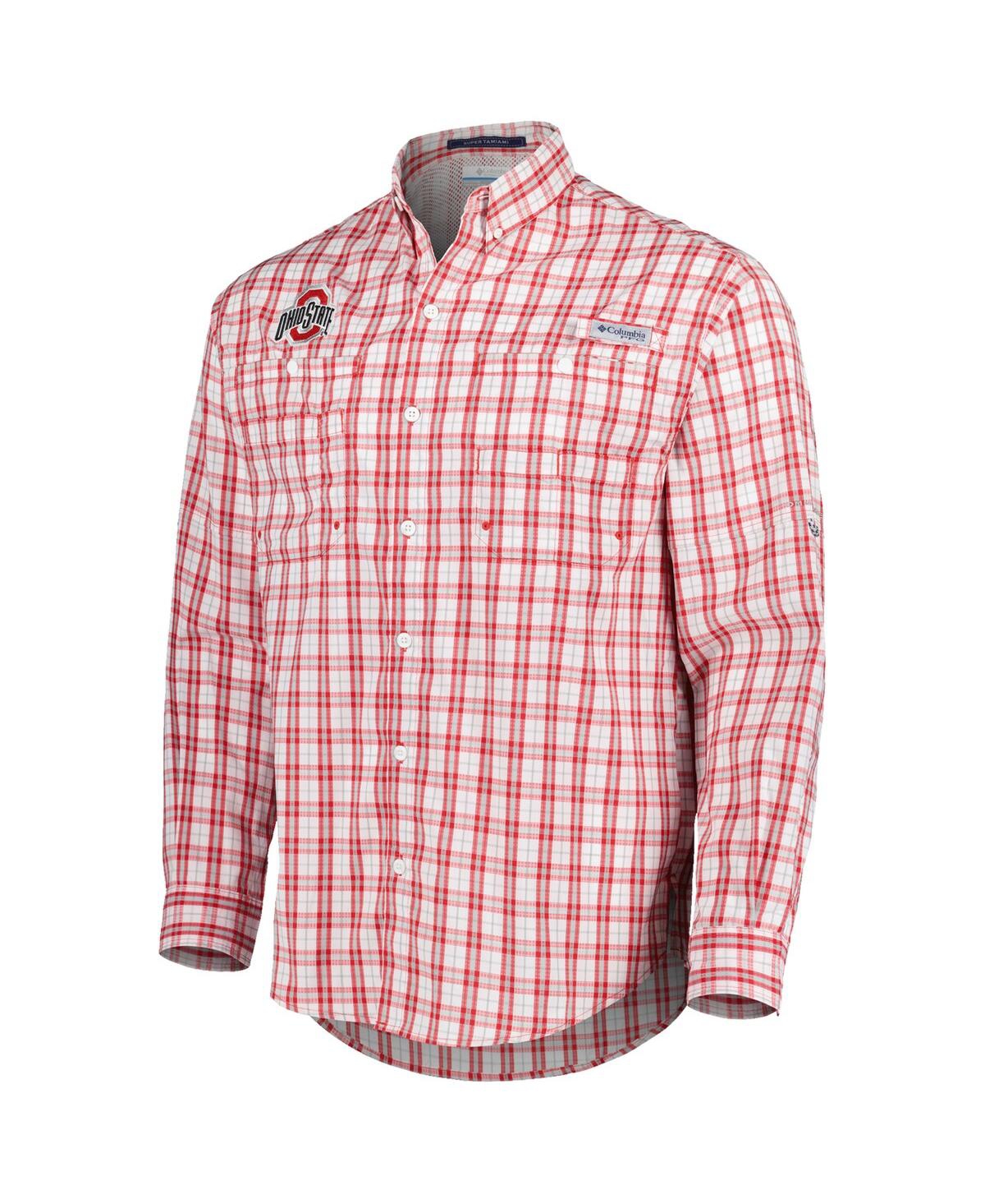 Shop Columbia Men's  Scarlet Ohio State Buckeyes Super Tamiami Omni-wick Long Sleeve Button-down Shirt
