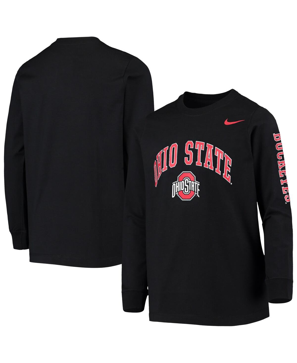 Shop Nike Big Boys  Black Ohio State Buckeyes Arch And Logo 2-hit Long Sleeve T-shirt