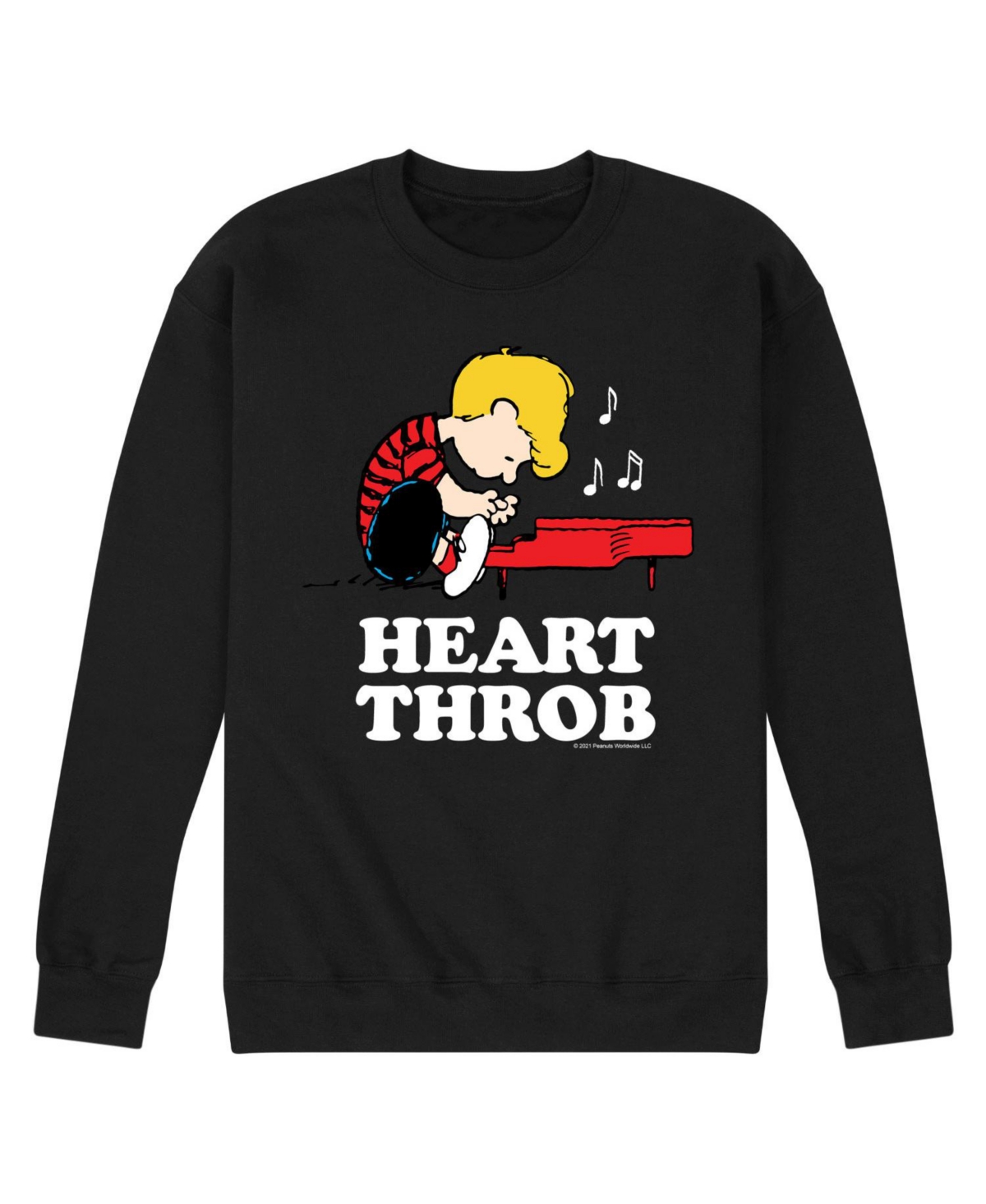 Airwaves Men's Peanuts Heart Throb Fleece Sweatshirt In Black