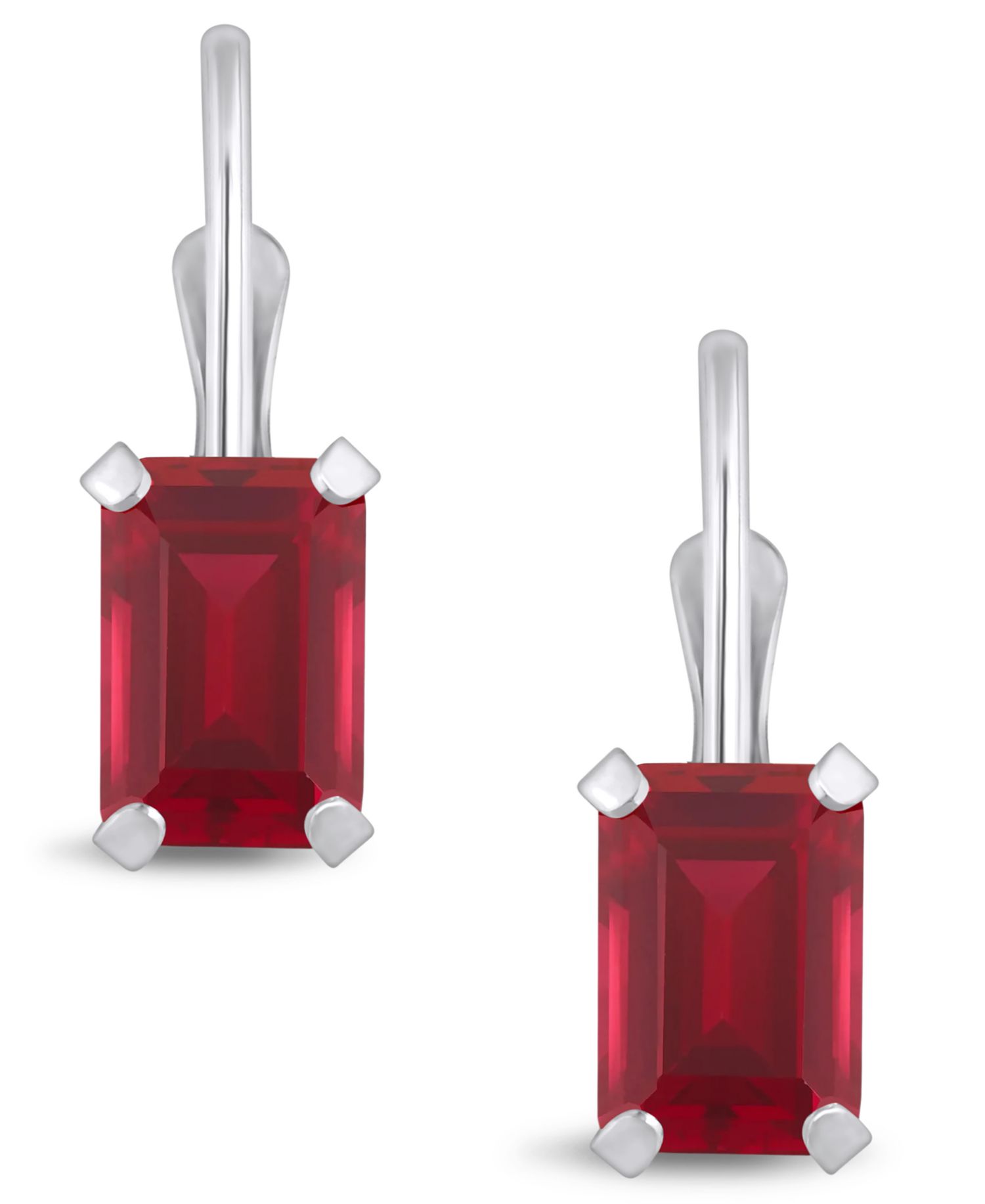 Gemstone Leverback Earrings in 10K White Gold