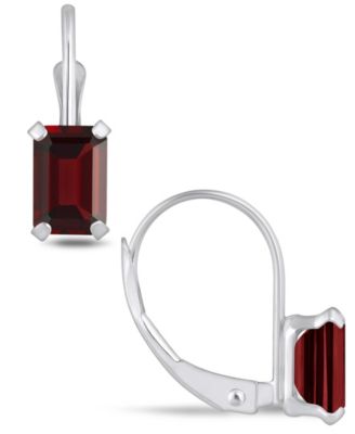 Gemstone Leverback Earrings in 10K White Gold