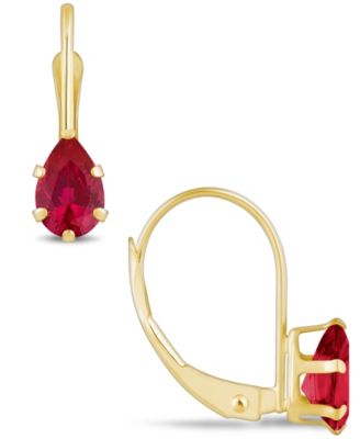 Gemstone Leverback Earrings in 10K Yellow Gold