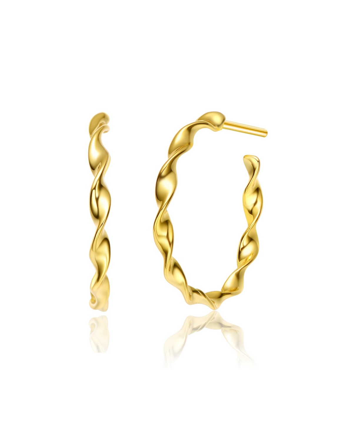 Rachel Glauber 14k Gold Plated Open Hoop Earrings In Gold