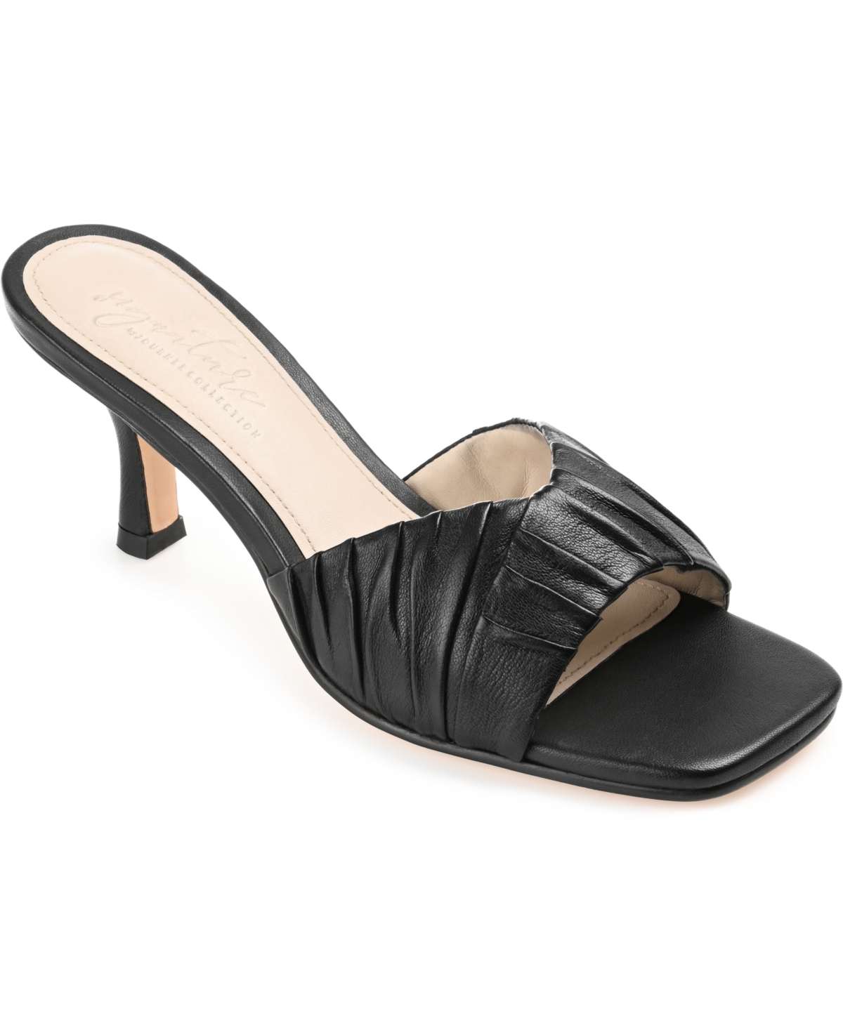 Journee Signature Women's Juliette Leather Open Toe Dress Sandals In Black