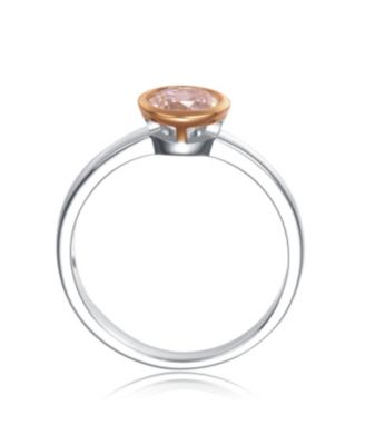 Circular Shaped Design 18K Rose Gold Plated Sterling Silver Clear Cubic Zirconia Sterling Silver Ring
