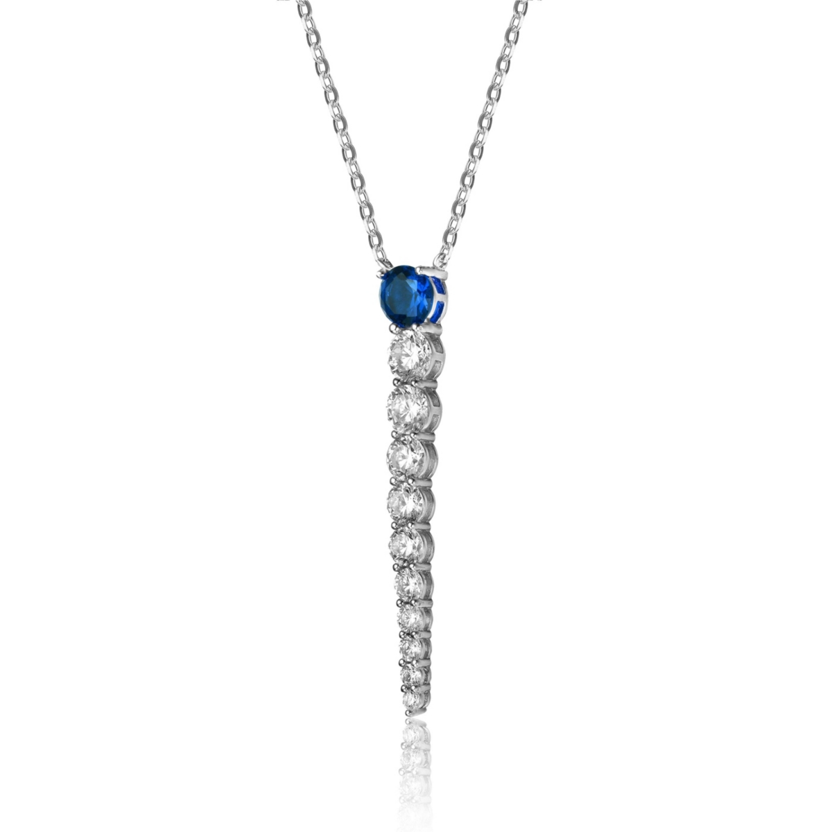 Genevive 14k Yellow Gold Plated with Green & Cubic Zirconia Icicle Journey Pendant Layering Necklace in Sterling Silver