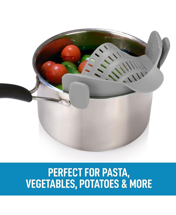 Zulay Kitchen Adjustable Clip On Silicone Pot Strainer For Most Pots