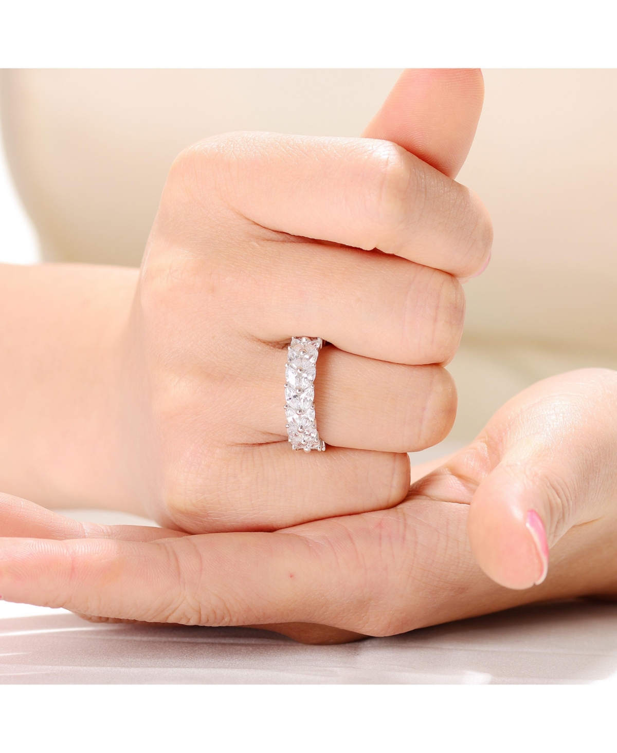 Genevive Sterling SilverCubic Zirconia Marquise Ring - Clear