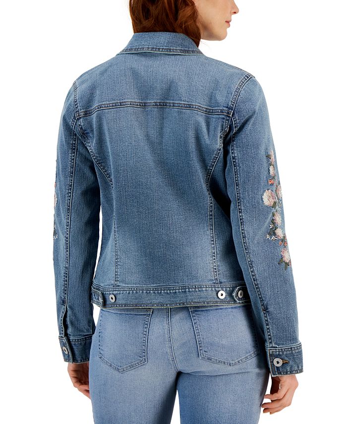 Style & Co Women's Embroidered Denim Jacket, Created for Macy's Macy's